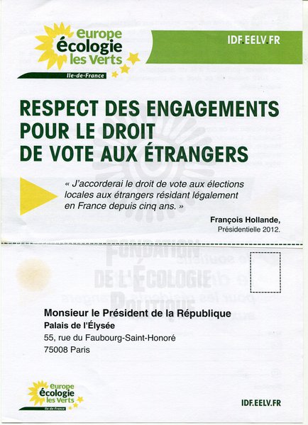DROIT DE VOTE AUX ÉTRANGERS (ca. 2014)