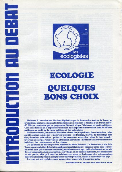 ECOLOGIE. QUELQUES BON CHOIX (1978)