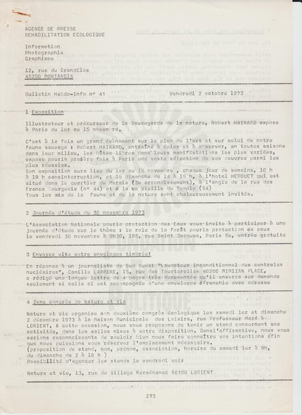 BULLETIN DE L'APRE N°41 (1973)