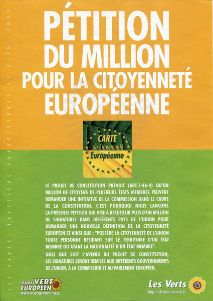 PÉTITION DU MILLION POUR LA CITOYENNETÉ (européennes 2004)