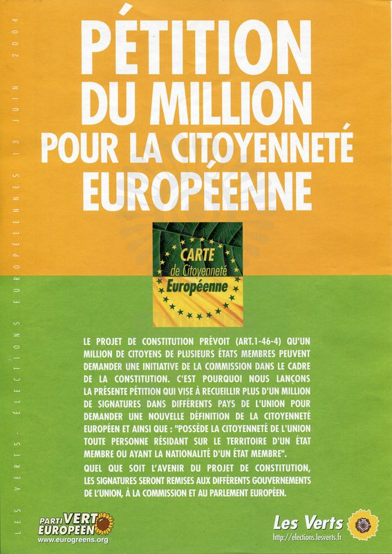 PÉTITION DU MILLION POUR LA CITOYENNETÉ (européennes 2004)