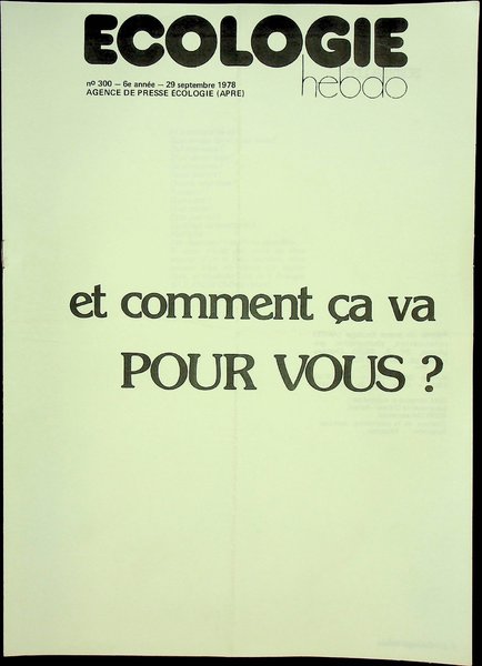 ECOLOGIE HEBDO N°300 (1978)