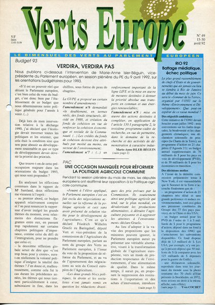 Verts Europe n°49 (1992)