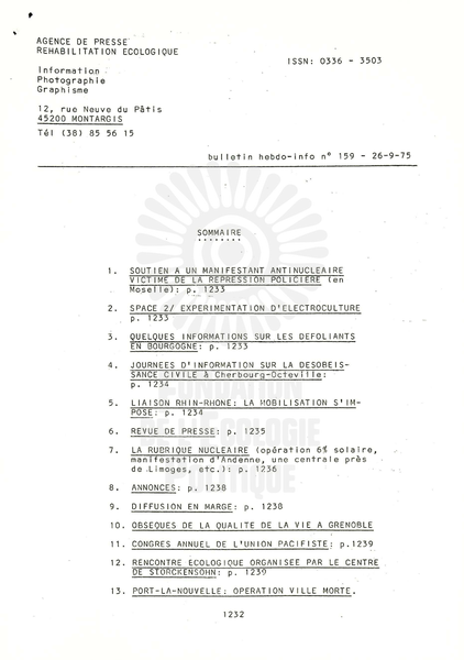 BULLETIN DE L'APRE N°159 (1975)