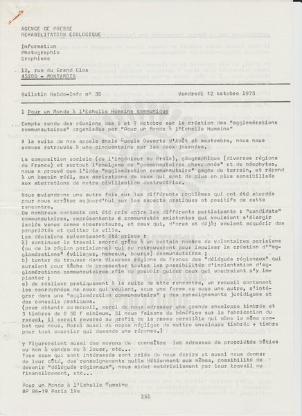 BULLETIN DE L'APRE N°38 (1973)