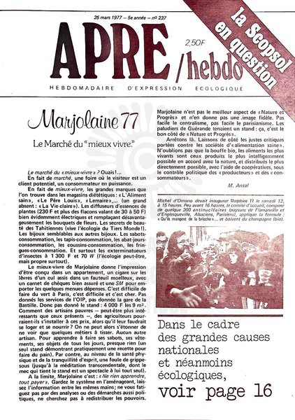 APRE HEBDO N°237 (1977)