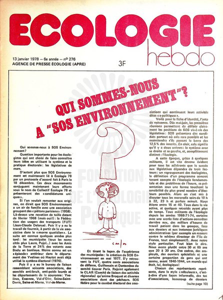 ECOLOGIE HEBDO N°276 (1978)