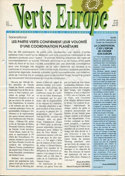 Verts Europe n°53 (1992)
