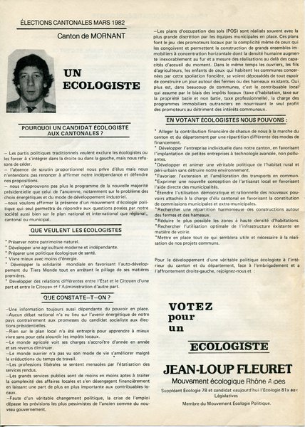 Un écologiste (cantonales 1982)