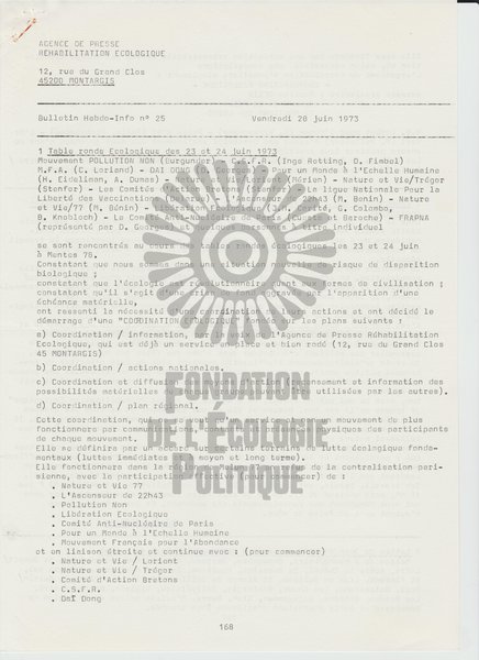 BULLETIN DE L'APRE N°25 (1973)