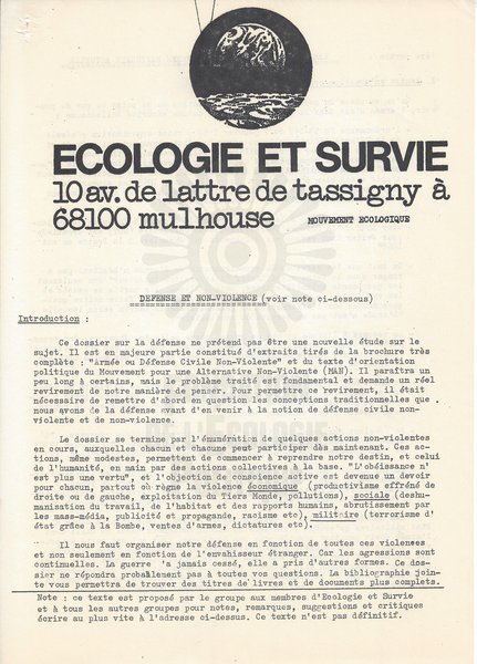 DéFENSE ET NON-VIOLENCE (1977)