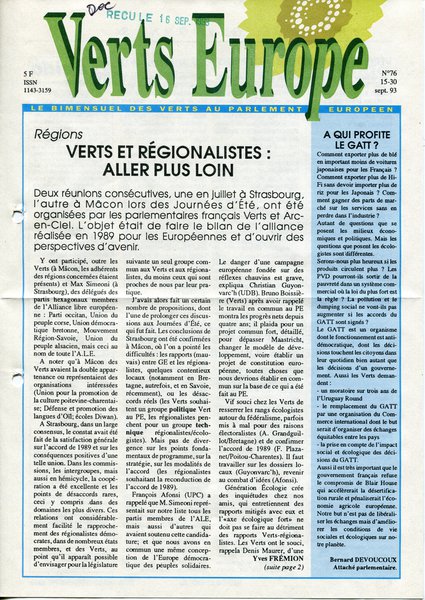 Verts Europe n°76 (1993)