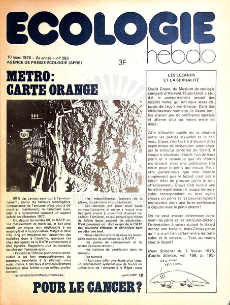 ECOLOGIE HEBDO N°283 (1978)