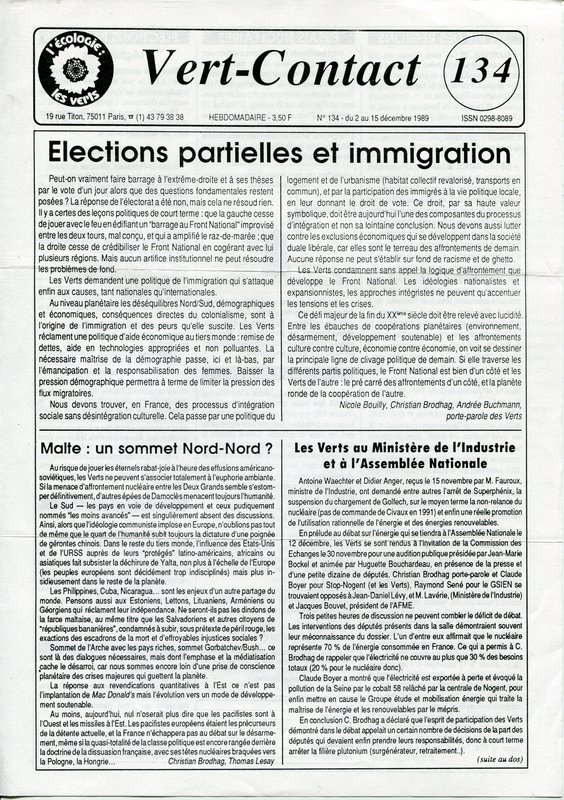 Vert Contact n°134 (1989)