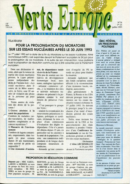 Verts Europe n°74 (1993)