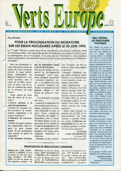 Verts Europe n°74 (1993)