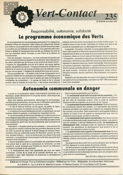 Vert-Contact n°235 (1992)