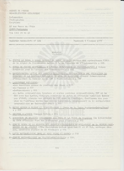 BULLETIN DE L'APRE N°121 (1975)