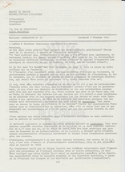 BULLETIN DE L'APRE N°51 (1974)