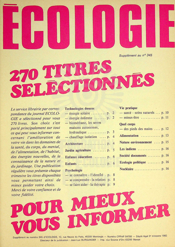 SUPPLEMENT ECOLOGIE N°345 (1982)