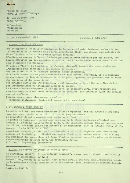 BULLETIN DE L'APRE N°88 (1974)