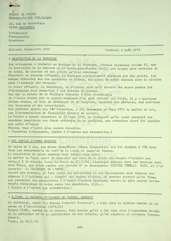BULLETIN DE L'APRE N°88 (1974)