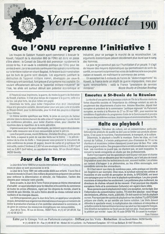 Vert-Contact n°190 (1991)