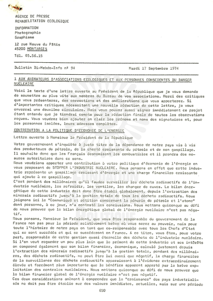 BULLETIN DE L'APRE N°94 (1974)
