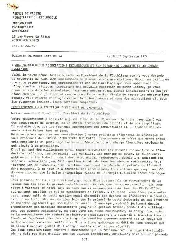 BULLETIN DE L'APRE N°94 (1974)
