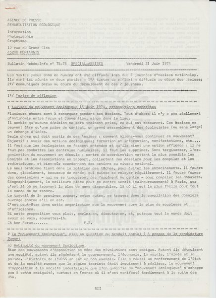 BULLETIN DE L'APRE N°75-76 (1974)