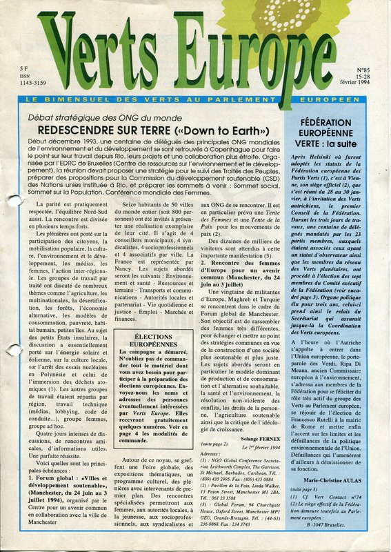 Verts Europe n°85 (1993)
