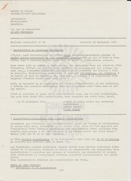 BULLETIN DE L'APRE N°36 (1973)