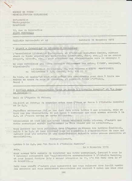 BULLETIN DE L'APRE N°42 (1973)