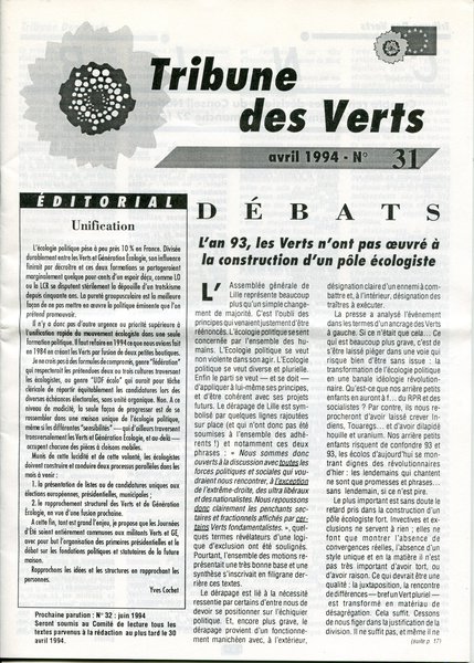 Tribune des Verts n°31 (1994)