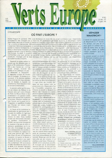 Verts Europe n°82 (1993)