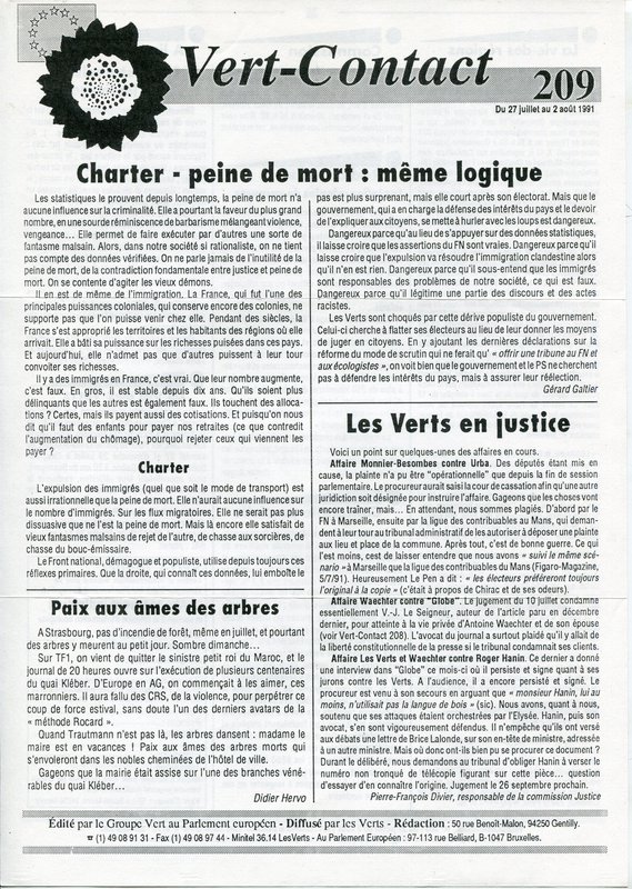 Vert-Contact n°209 (1991)