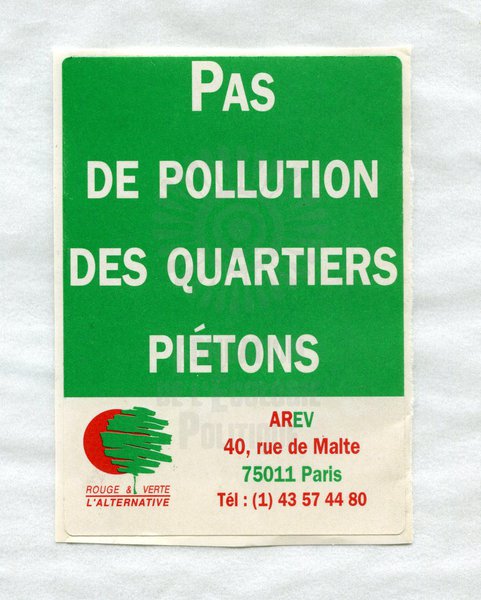 Pas de pollution des quartiers piétons (1989-1998)