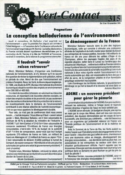 Vert-Contact n°315 (1993)