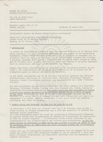 BULLETIN DE L'APRE N°16 (1973)