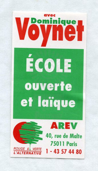 ÉCOLE ouverte et laïque (présidentielle 1995)