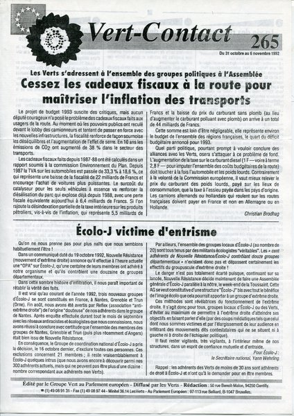 Vert-Contact n°265 (1992)
