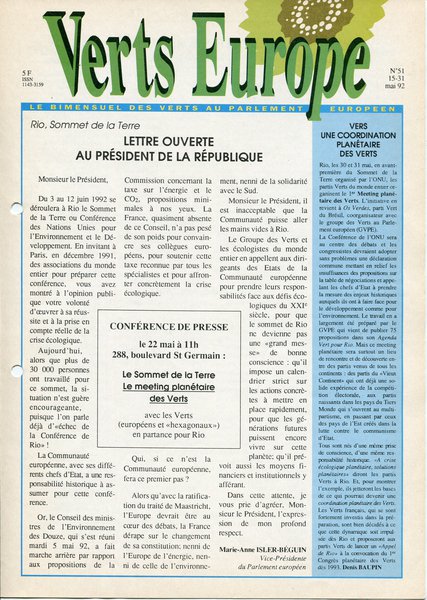 Verts Europe n°51 (1992)