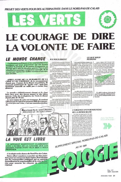 SUPPLEMENT SPECIAL NORD PAS DE CALAIS ECOLOGIE N°369 (1986)